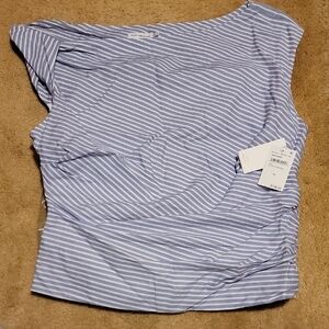 Good American Blue Striped Blouse
